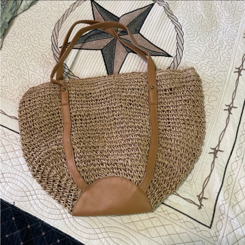 Brown Woven Tote Bag